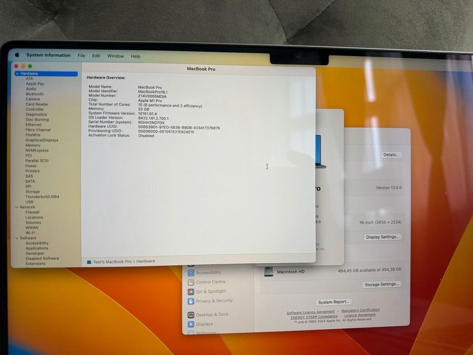 Apple Macbook Pro 16Zoll M1Pro SpaceGrey 32 GB RAM 512 SSD in Berlin