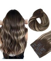 Echthaar Clip in Extensions balayage Hellblond braun 120g 60cm Nordrhein-Westfalen - Ahlen Vorschau