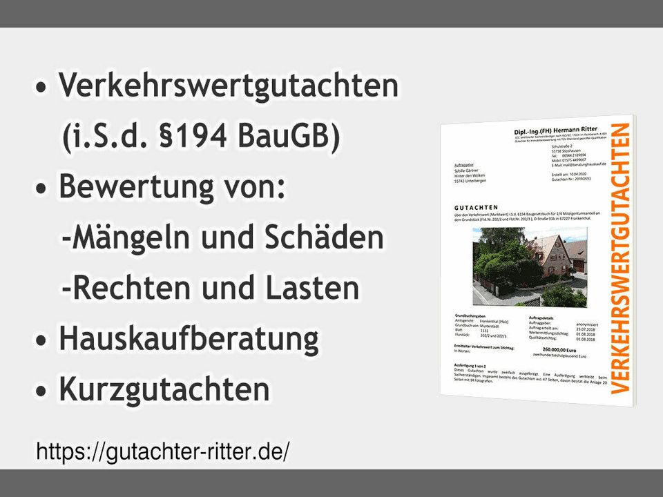 Gutachter für Immobilienbewertungen in Kirchberg und Umgebung in Kirchberg (Hunsrück)