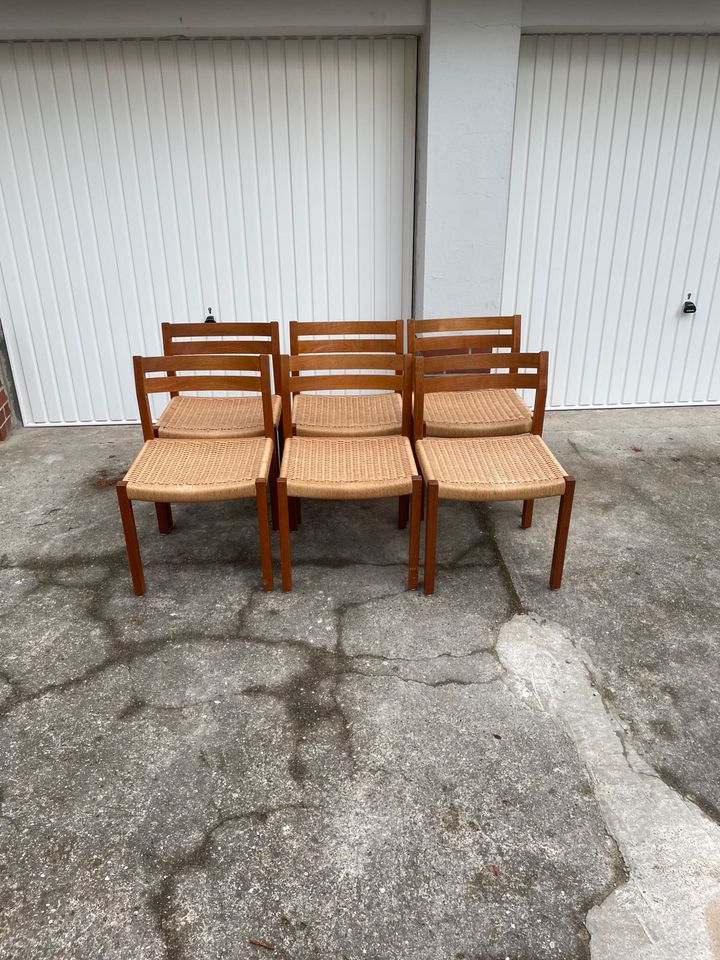 Jørgen Henrik Möller J L Möllers Model 401 Teakholz Papierkordel Esszimmer Stuhl Chair Esstisch Teak Vintage mid Century Dänisch Danish Design 50er 70er 60er Stühle in Berlin