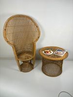 Vintage Rattan Set Pfauenthron mit Tisch Mid Century Hannover - Kirchrode-Bemerode-Wülferode Vorschau