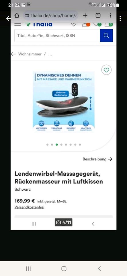 Massagegerät, Rückenmasseur mit Luftkissen, in Berlin