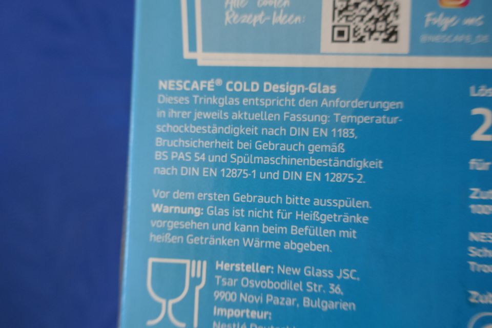 Neu Nescafe großes Glas Sonderedition Cold Design-Glas in Kenzingen