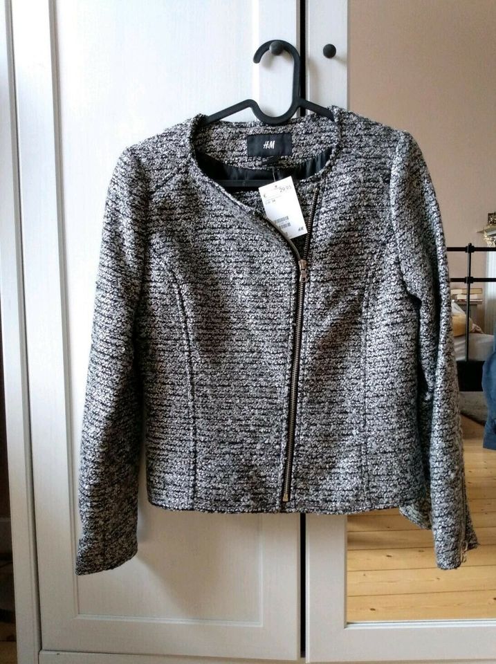 NEU H&M Blazer Bikerjacke 34 schwarz grau silber in Osnabrück