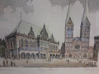 Sehr schönes Bild, Hansestadt Bremen, der Marktplatz v. 1848 Schleswig-Holstein - Schwedeneck Vorschau