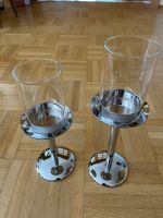 Teelichthalter im Set, Metall silber, Glasaufsatz Hessen - Hosenfeld Vorschau