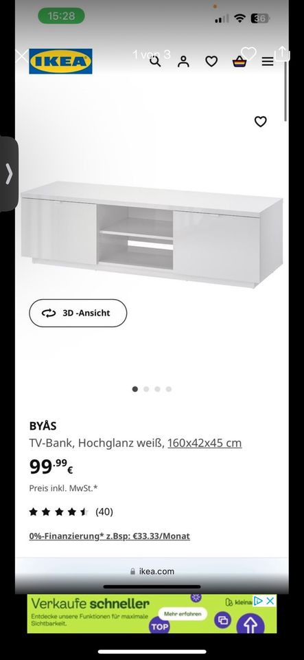 TV Schrank BESTA von Ikea in Herne