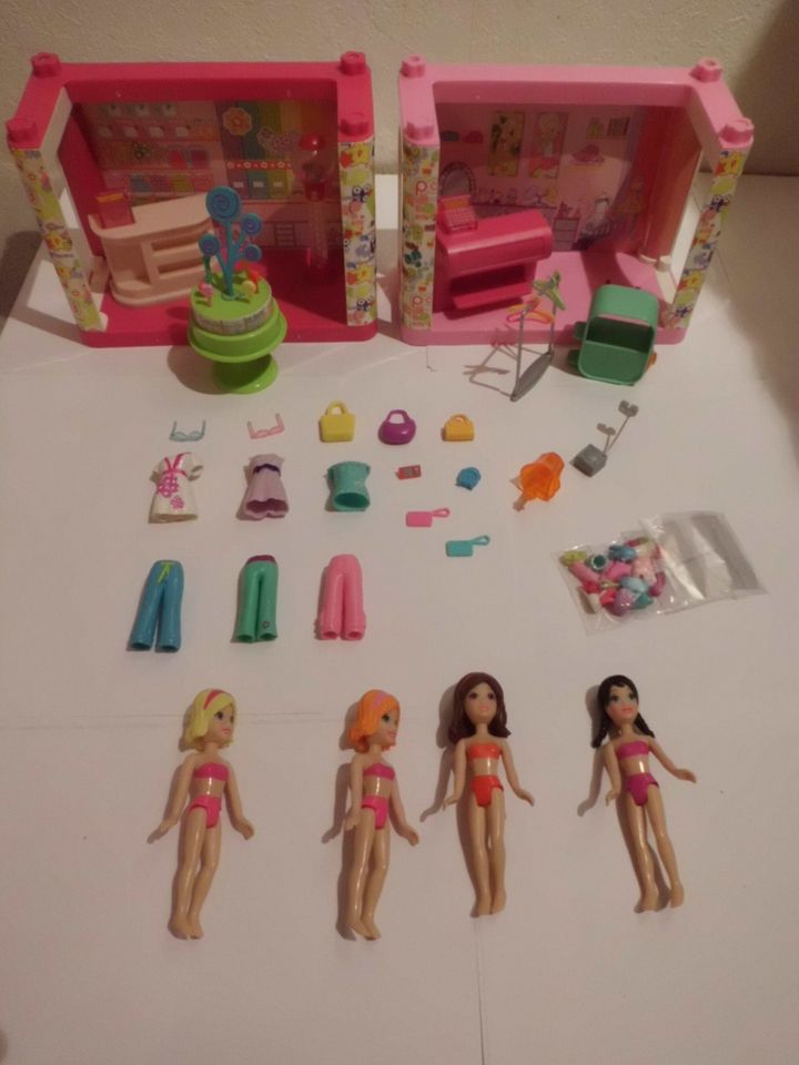 Polly Pocket / Zimmer / 4 Stück und 55 Stk.Kleinteile z.B.Teller in Deggingen