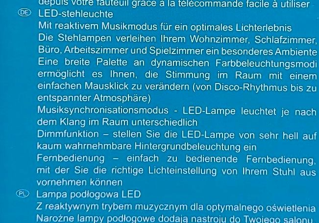 Wie neu: LED Eck Stehlampe, Stehleuchte, RGB, Musik syncr. in Hillscheid