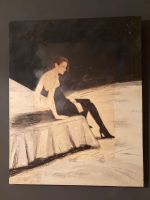 Gemälde Bild Leinwand creme/schwarz, spachteltechnik 100 x 80 Hamburg-Nord - Hamburg Winterhude Vorschau