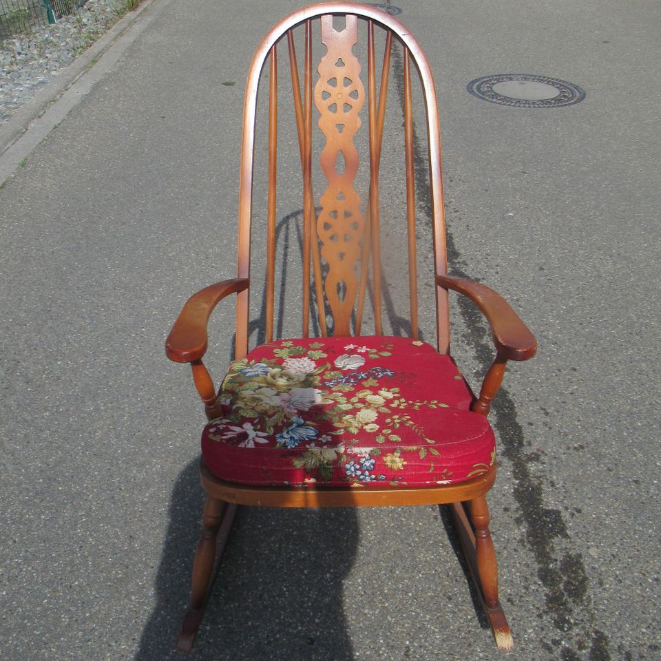 Chicer Vintage massivholz Schaukelstuhl im Country Landhaus Stil in Meißenheim