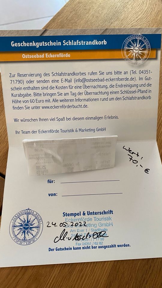 Schlafstrandkorb - Geschenkgutschein in Gettorf