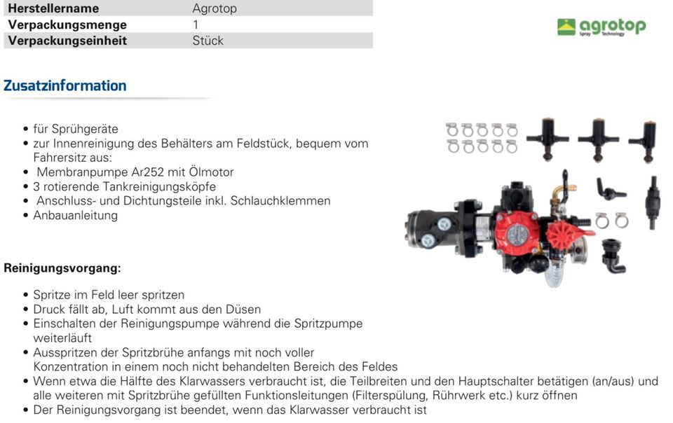 Bausatz kontinuierliche Innenreinigung, Sprühgerät, hydraulisch in Oberkirch