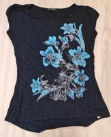 Shirt Schwarz mit türkis silbernem Blumenmuster S Orsay Nordrhein-Westfalen - Vlotho Vorschau