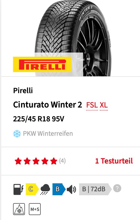 4 Winterreifen M+S Pirelli Cinturato 225/45 R18 95V XL fast neu in München