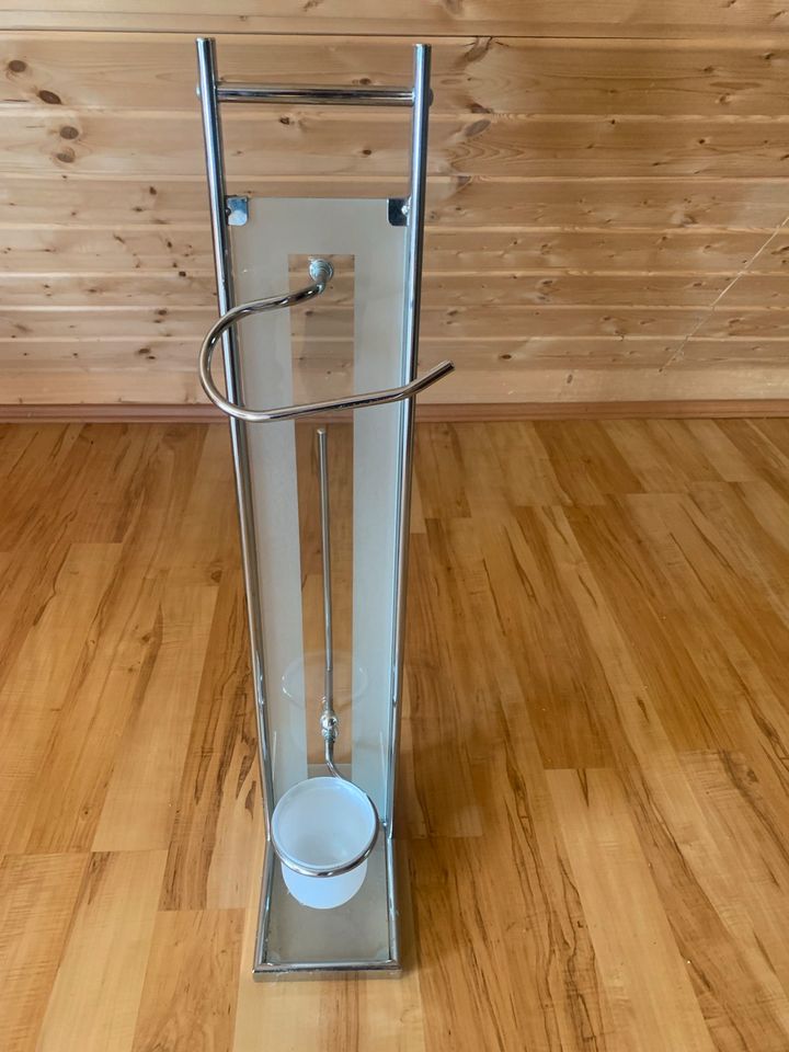 WC - Papierhalter. Standmodell Glas/Chrom mit Bürstenhalter in Sandberg