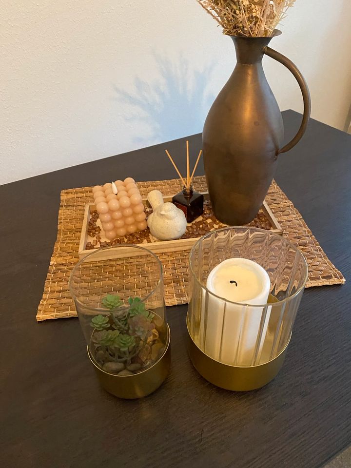 Gold Deko Sukkulent Vase Kerzenständer Glas HM Home in Hofheim am Taunus