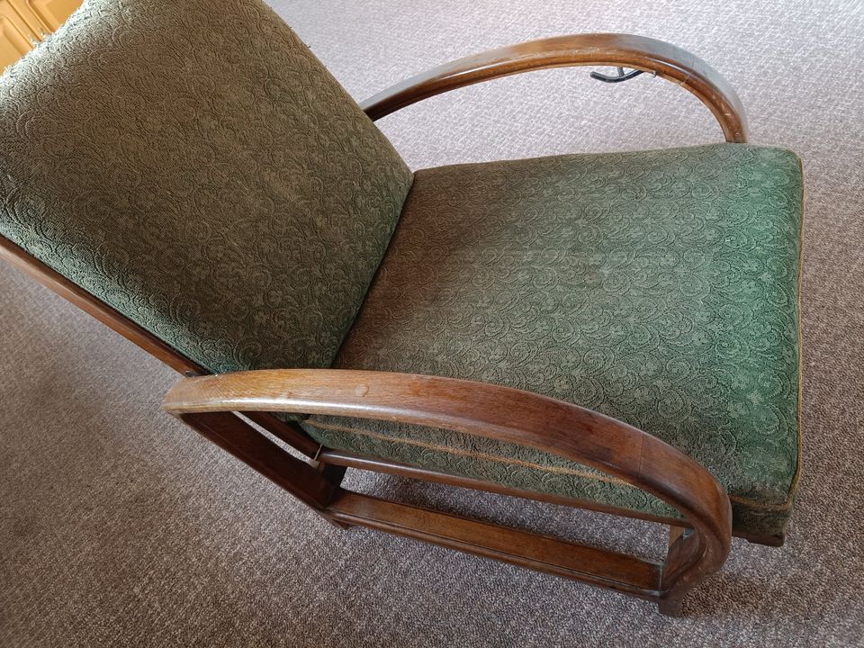 Sessel verstellbar Art Deco Jindrich Halabala 30er Vintage Stuhl in Triptis