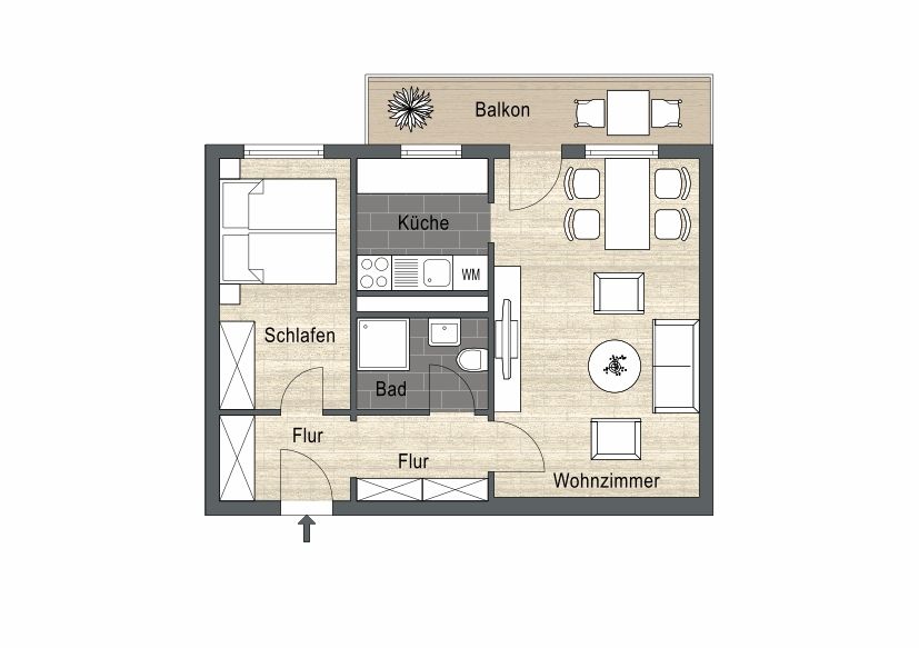 Moderne 2 Raum Wohnung mit EBK und Balkon in Ottendorf-Okrilla in Ottendorf-Okrilla