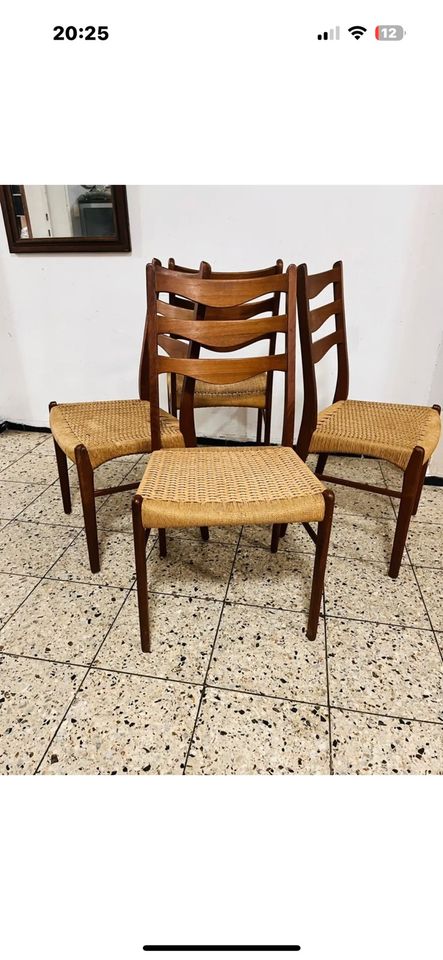 4 Arne Wahl Iversen Glyngere Chairs 60s Teak Vintage Stühle stuhl in Rodenberg