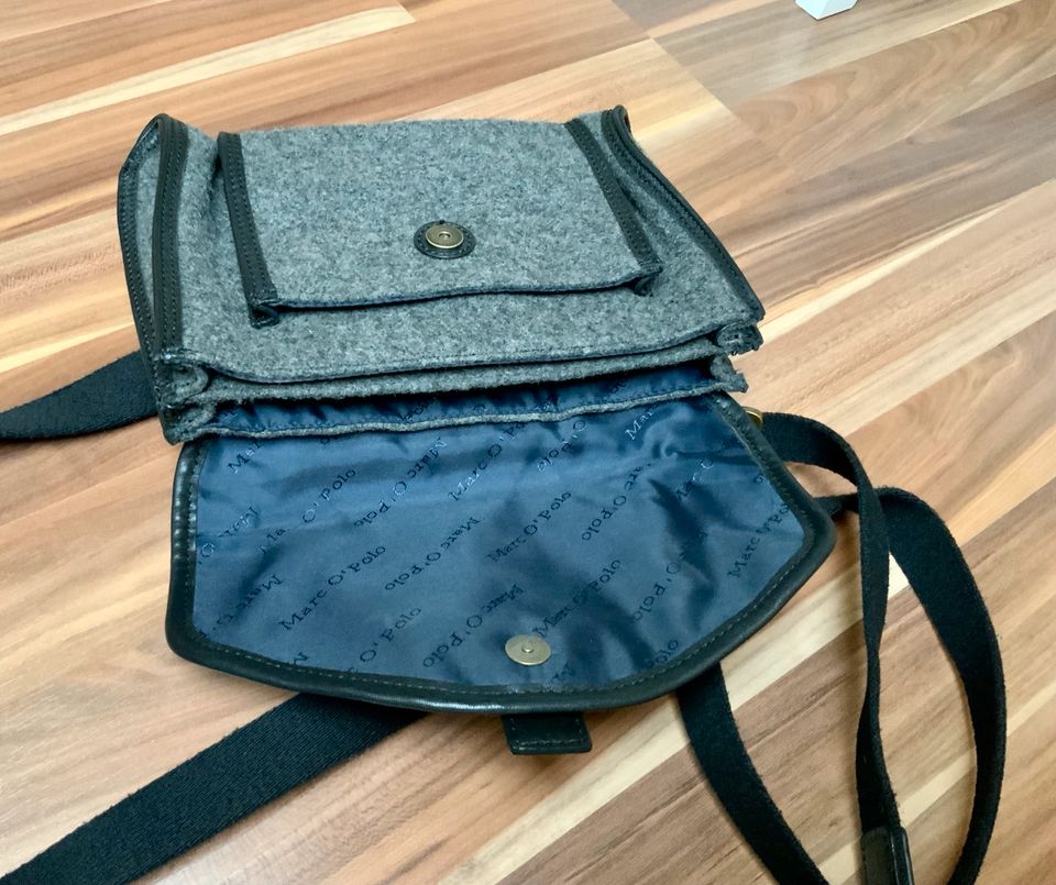 Tasche Damen Marc O Polo grau schwarz Filz Leder in Erfurt