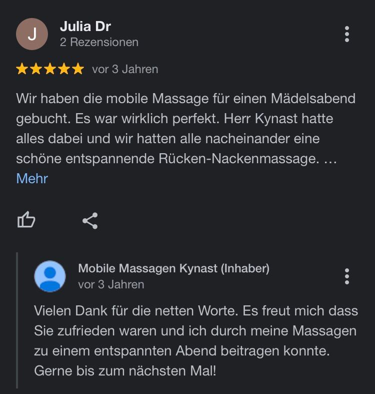 Mobile Massagen für Privat und Unternehmen in Trebur