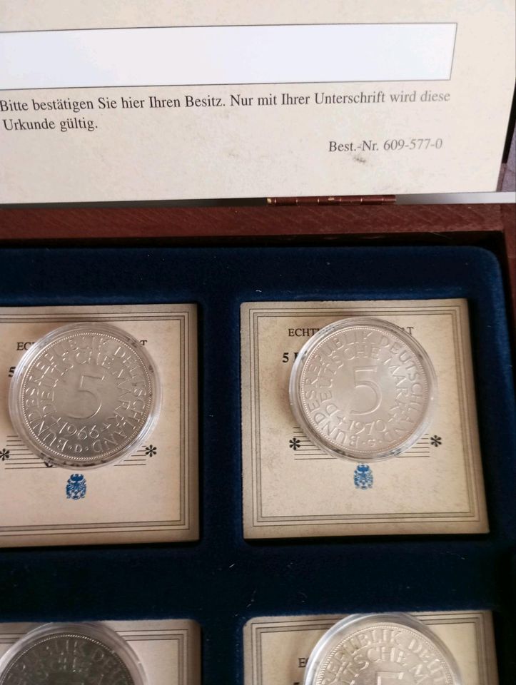5 DM Silberkursmünzen m.Zertifikat in Pegau