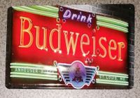 Budweiser Bier Werbung Blechschild Neon Bierschild Reklame #1006 Bielefeld - Bielefeld (Innenstadt) Vorschau