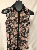 Bluse, schwarz - Gr. 38 - mit Rosen - mit kleinem Kragen Bayern - Rödental Vorschau