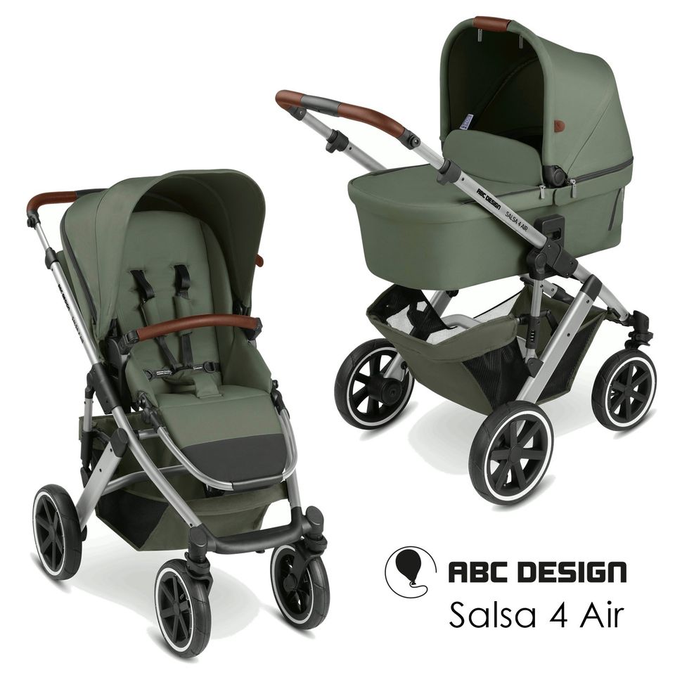 ABC-Design Salsa 4 Air - 2in1 Kinderwagen-Set - Olive - inkl. Babywanne + Sportsitz + XXL-Zubehörpaket - NEU in Fulda