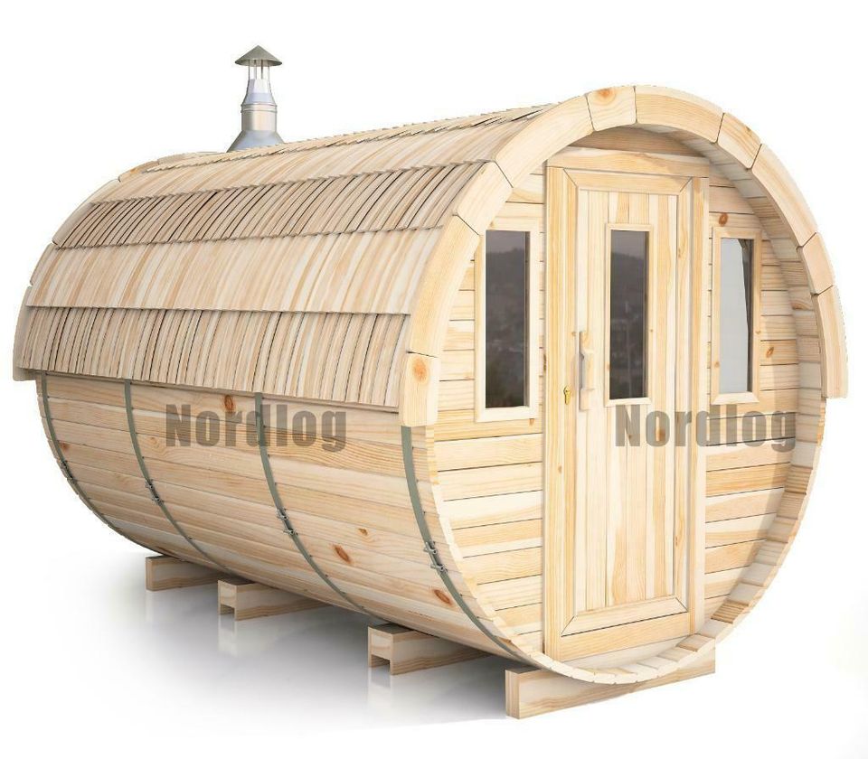 NordLog Fasssauna Ø 1,97 x L 2,4 m Gartensauna Tonnensauna Sauna in Frankfurt am Main