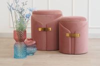 INTERIOR Hocker Pouf 2er SET Sitzpuff Polsterhocker Altrosa gold Nordrhein-Westfalen - Radevormwald Vorschau