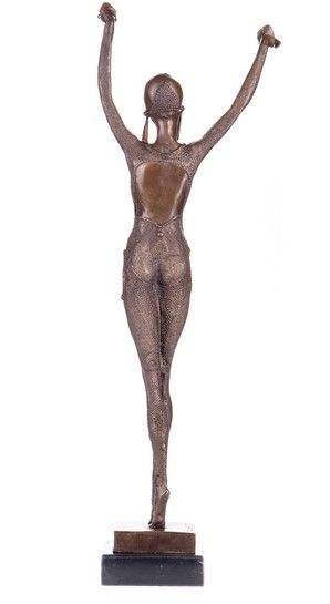 Bronze Skulptur zauberhafte Art Deco Tänzerin Durga auf Marmor in Potsdam