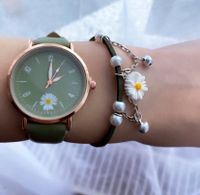 Uhr Watch Set grün khaki gelb Armband Gänseblümchen Armbanduhr Nordrhein-Westfalen - Steinhagen Vorschau