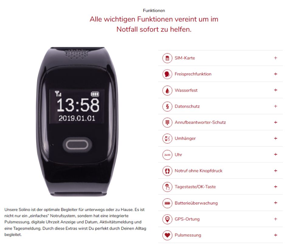 tellimed Solino - GPS Senioren Notruf Uhr - möglicher Versand in Düsseldorf