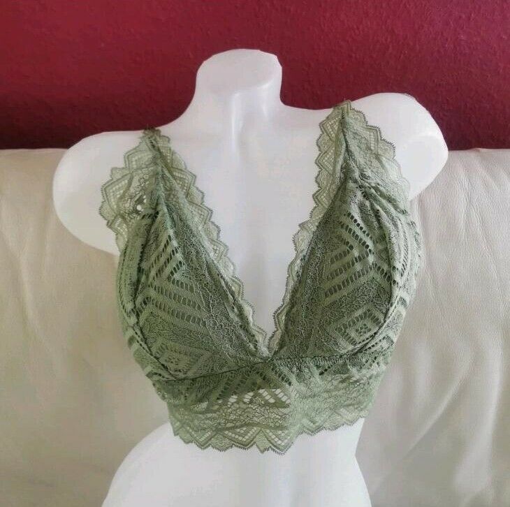 Bralette khaki Spitze Triangel Bra Bustier Muster Hunkemöller XL in Schwieberdingen