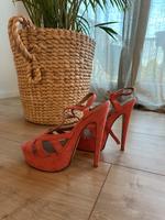 Coralfarbene High Heels mit Plateau – fast neu Wandsbek - Hamburg Marienthal Vorschau