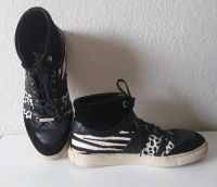 Tommy Hilfiger hohe Sneakers/Chucks Leder schwarz/Zebralook Niedersachsen - Achim Vorschau