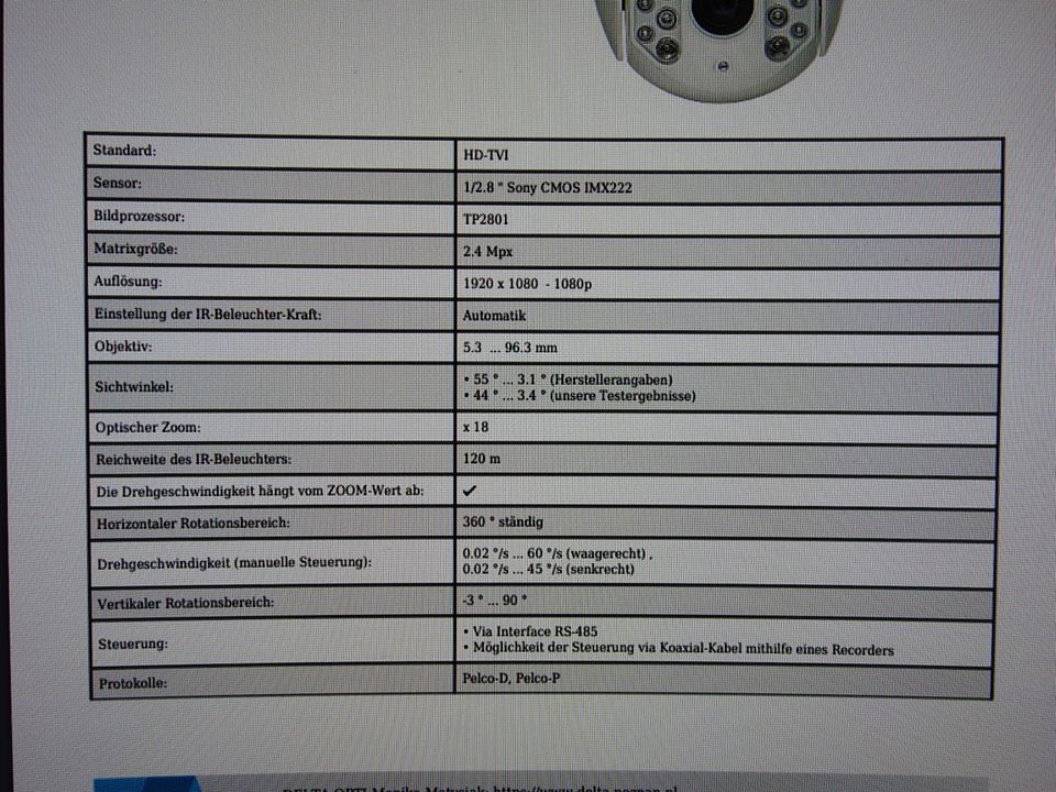 HD TVI Super Zoom 5-93 mm Speed Dome camera NP 500 in Glinde