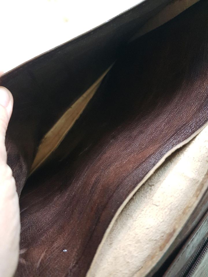 Herrentasche Handgelenk echtes Leder braun Vintage neu in Weinheim