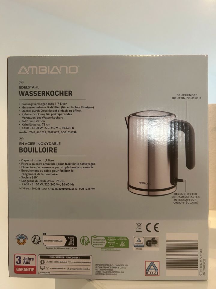 NEU Wasserkocher Ambiano 1,7 l in Düsseldorf