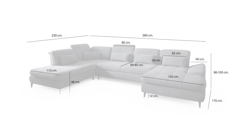 Wohnlandschaft, Ecksofa, Sofa mit Schlaffunktion, Hellgrau, NEU in Augsburg