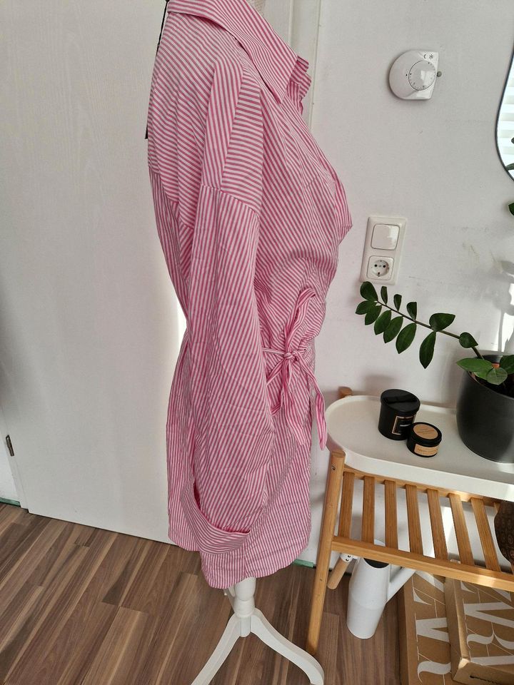 Loavies Kleid XL gestreift rosa weiß Wickelkleid Blusen 40/42/44 in Wörth an der Isar