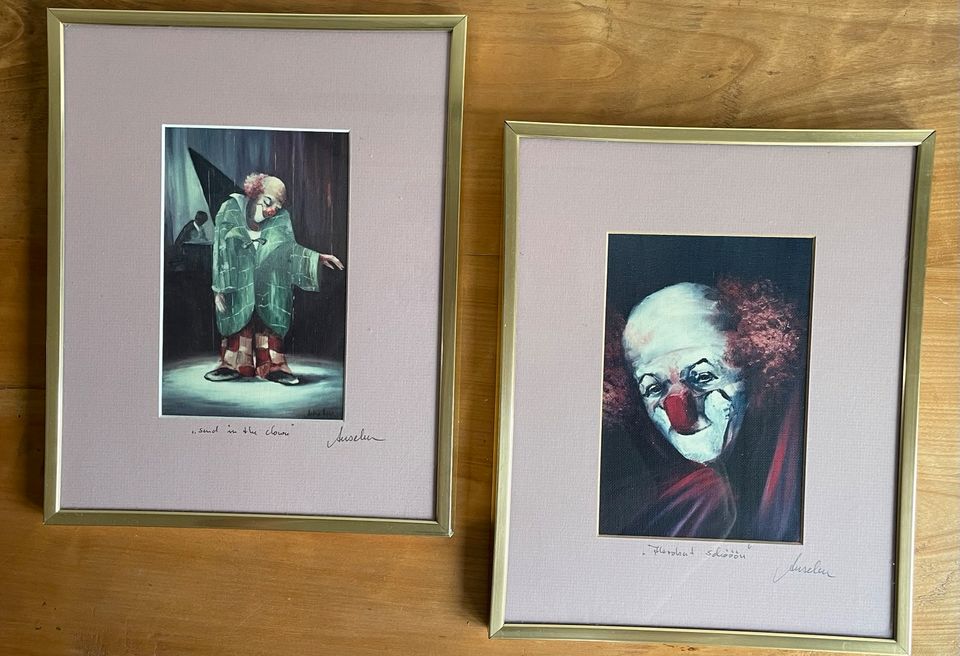Zwei Clownbilder, Drucke von Anselm Prester( Insel Langeoog) in Aachen