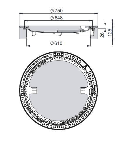 Schachtabdeckung Deckel Begu Kl.B rd.LW610 o.V. Beton/Guss in Nünchritz