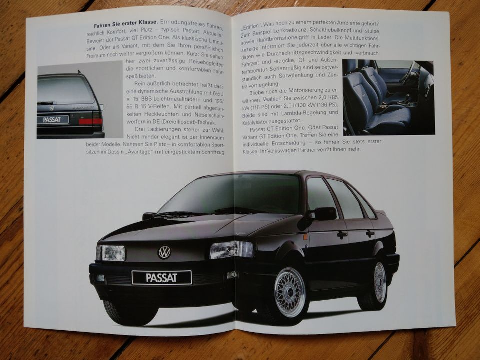 VW PASSAT B3 35i VARIANT GT EDITION ONE Prospekt Katalog 1992 RAR in Berlin