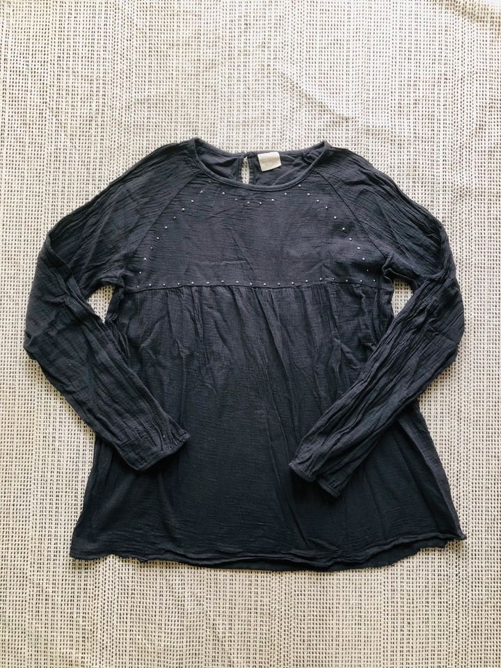 Zara Tunika Musselin grau schwarz Oberteil 158 164 12-13-14 Shirt in Düsseldorf