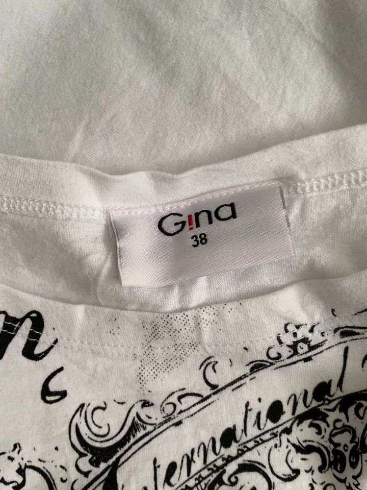 Longshirt Gina, weiß mit Print u Nieten in schwarz, Gr 38 in Kassel