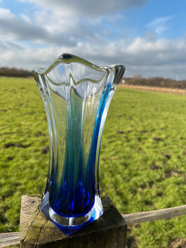 Vase Murano Glas Vintage or Italien blau transparent 60 Jahre in Datteln