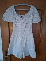 Kurzer Jumpsuit Overall weiß schwarz gepunktet 38 M Baumwolle Nordrhein-Westfalen - Hörstel Vorschau
